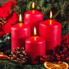 Sveče adventne, rdeče, 4/1, 5x7.5cm+5x9cm+5x12cm+5x15cm