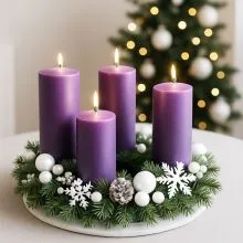 Sveče adventne, vijolične, dišeče, 4/1, 4x8cm+4x7.5cm+4x10cm+4x12cm