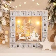 Adventni koledar, Božiček na saneh, MDF, 26x26x5cm