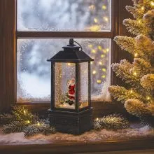 Laterna božična, z LED lučko, umetna masa, 20x7.5x7.5cm