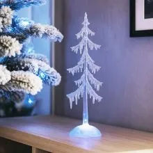 Smreka zasnežena, z LED lučko, umetna masa, 35x8cm, sort.