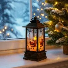 Laterna božična, z LED lučko, umetna masa, 13x5x5cm