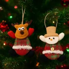 Obesek božični, figura, karirast, poliester, 11x10cm, sort.