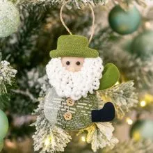 Obesek božični, figura, v zeleni barvi, poliester, 13x9.5cm, sort.