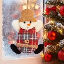 Obesek božični, figura, karirasta, poliester, 18x13cm, sort.