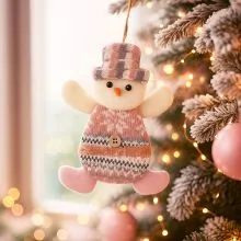 Obesek božični, figura, v roza barvi, poliester, 12.5x16cm, sort.