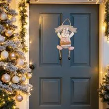 Obesek božični, figura v roza barvi, Merry Christmas, s kraguljčki, pena/poliester, 18x14cm, sort.