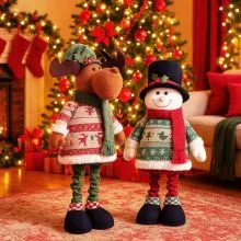 Figura božična, stoječa, s teleskopskimi nogami, poliester, 80x26cm, sort.