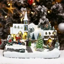 Vasica božična, z LED lučkami in glasbo, polimasa, na baterije/USB, 32x21x25cm