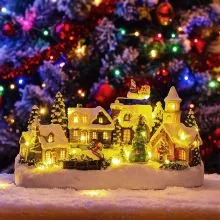 Vasica božična, z LED lučkami in glasbo, polimasa, na baterije/USB, 34x16x19cm