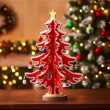 Dekorativni set božični, lesen, smreka z okraski, (30 kom), 29.5x20cm