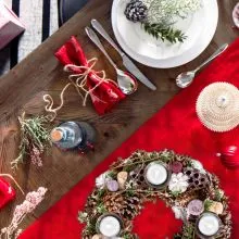 Adventni venček okrogel, naravni material, PVC, steklo, 36x36x8cm