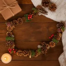 Girlanda božična, naravni material, PVC, 120cm