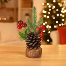 Božična namizna dekoracija na lesenem podstavku, 23cm