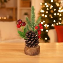 Božična namizna dekoracija na lesenem podstavku, 23cm