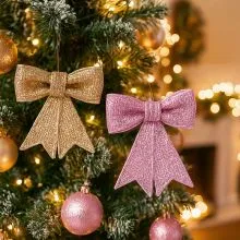 Viseče dekoracija, pentlja, 9cm, sort.