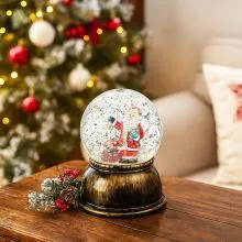 Snežna krogla z LED lučko, božični motiv, 14cm, sort.