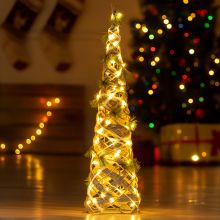 Božična smreka, srebrna, 30 LED, na baterije, 60cm