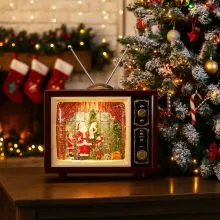 Laterna božična, z LED lučko, TV, umetna masa, 24x19x8.5cm