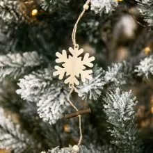 Obesek božični, snežinka, natur, MDF,7cm