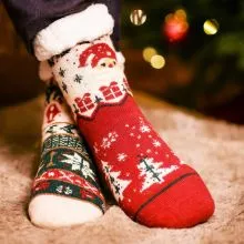 Nogavice božične ženske, tople, UNI, poliester/spandex, sort.