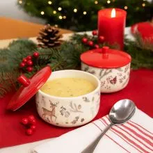 Skleda s pokrovom, božični motiv, porcelan, 650ml, sort.