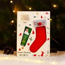 Set za nego nog HELLO WINTER, božični, (60ml losijon za noge, 1 par toplih nogavic - UNI velikost), z vonjem Frosted Cramberry, v darilni škatli