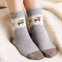 Set zimskih termo nogavic, za ženske, 3/1, iz volne, natur, EKO, motiv jelena, različne velikosti, sort.