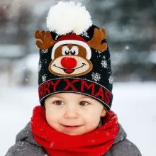 Kapa zimska, otroška, božični motiv, 100% poliakril, sort.