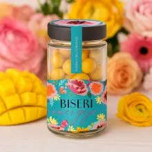 Dražeji v steklenički, BISERI ENERGIJE, mango v beli čokoladi, 125 g