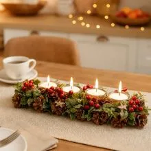 Adventni venček podolgovat, naravni material, PVC, steklo, 45x16x8cm