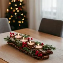 Adventni venček podolgovat, naravni material, PVC, steklo,43x16x8cm