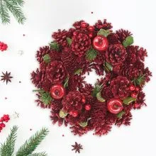 Božični venec, roza, 26cm, sort.