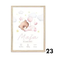 Personalizirana grafika ob rojstvu Roza medvedek za punčko