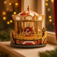 Božična dekoracija, glasbeni vrtiljak, PVC, 25x22cm