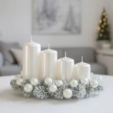 Sveča adventna, perla metalik, različne velikosti, 4 kom