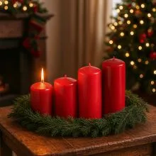 Sveča adventna, 4/1, 40x55/70/85/100, rdeči mix