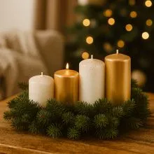 Sveča adventna, 4/1, 40x55/70/85/100, zlati mix