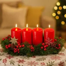 Sveča adventna, 4/1, 40x70, rdeči mix