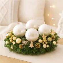 Sveča okrogla, metalik perla, 60mm