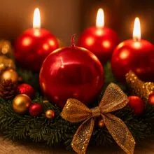 Sveča okrogla, metalik rdeča, 60mm