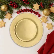 Krožnik dekorativen, zlati, PVC, 33cm