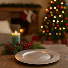 Krožnik dekorativen, srebrni, PVC, 33cm