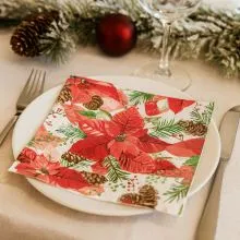 Papirnate serviete, roža, božična zvezda, 33x33cm, 20kos.