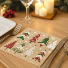Papirnate serviete, bež, božična drevesa, 33x33cm, 20kos.