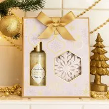 Kopalni set WINTER MAGIC, (100ml gel za tuširanje, 60g trdo milo), z vonjem Frosted Vanilla, v darilni škatli
