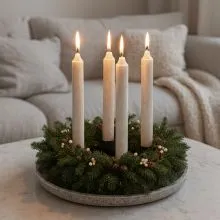 Sveča koničasta, siva, vonj magnolija, 20cm