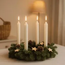 Sveča koničasta, bela, brez vonja, 20cm