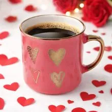 Lonček s srčki, kamenina, 300ml, sort.