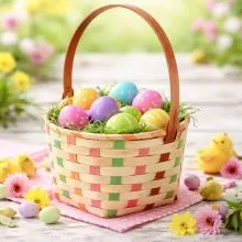 Košara iz bambusa velikonočna, 19x15x13cm, sort.